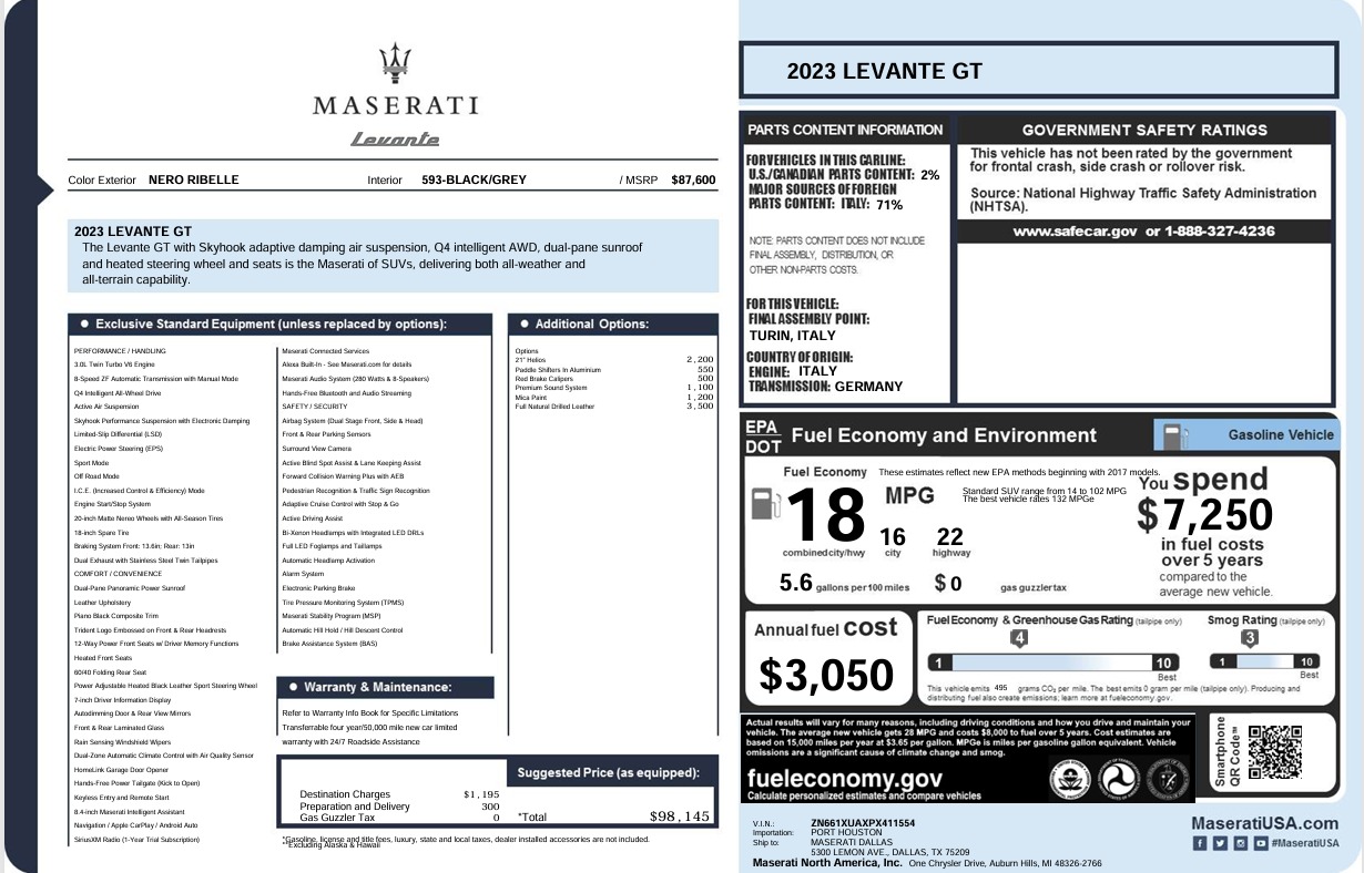 Used 2023 Maserati Levante GT for sale $49,900 at Alfa Romeo of Greenwich in Greenwich CT 06830 1