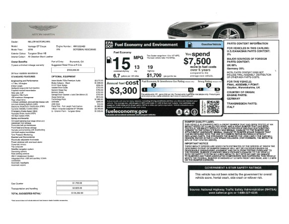 Used 2016 Aston Martin V8 Vantage GT Coupe for sale Sold at Alfa Romeo of Greenwich in Greenwich CT 06830 18